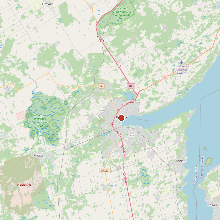 Map of Barrie, Ontario, Canada