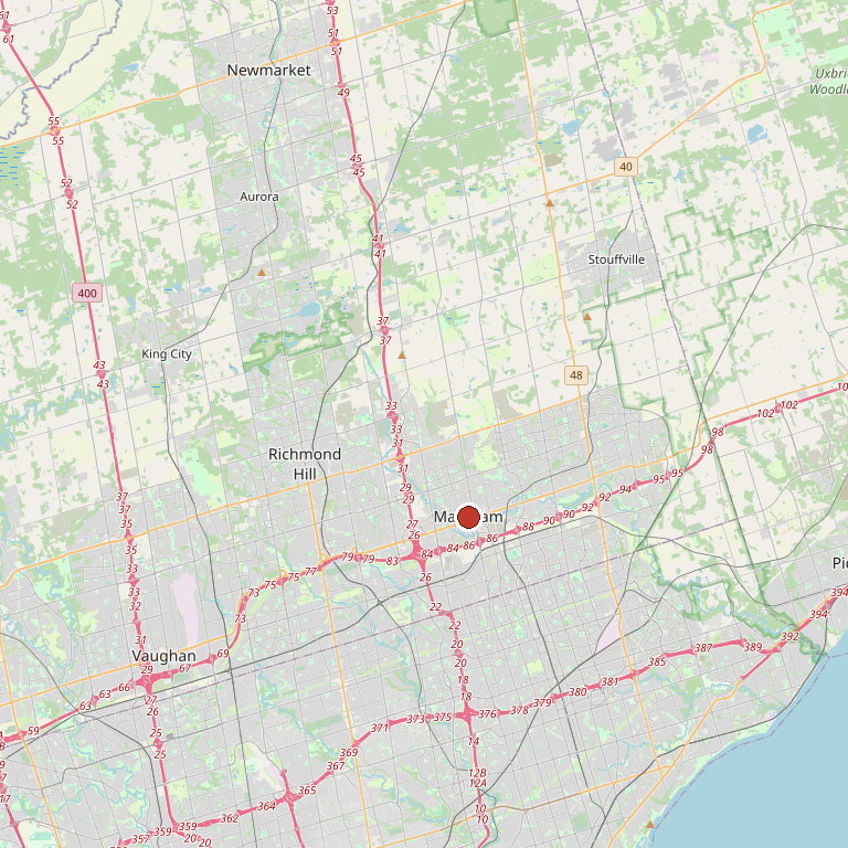 Map of Markham, Ontario, Canada